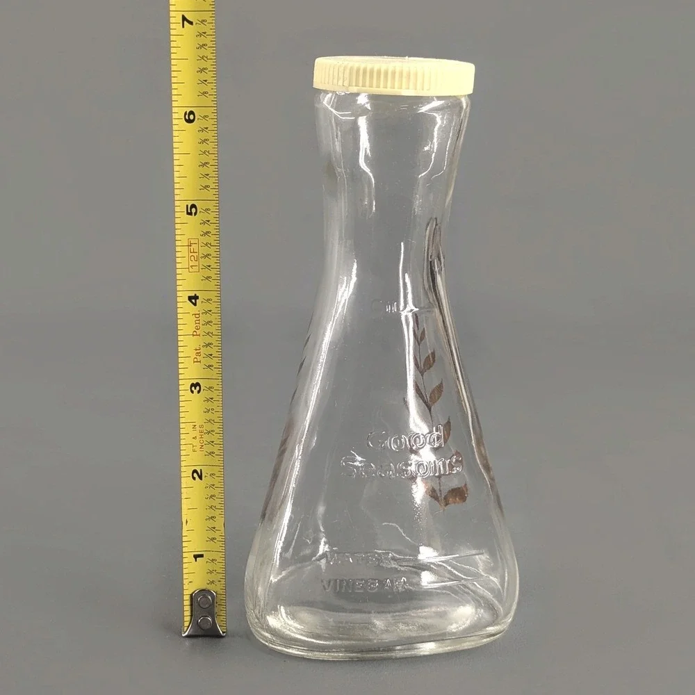 Good Seasons Vintage Glass Salad Dressing Cruet Gold Wheat Shaker Bottle Cap